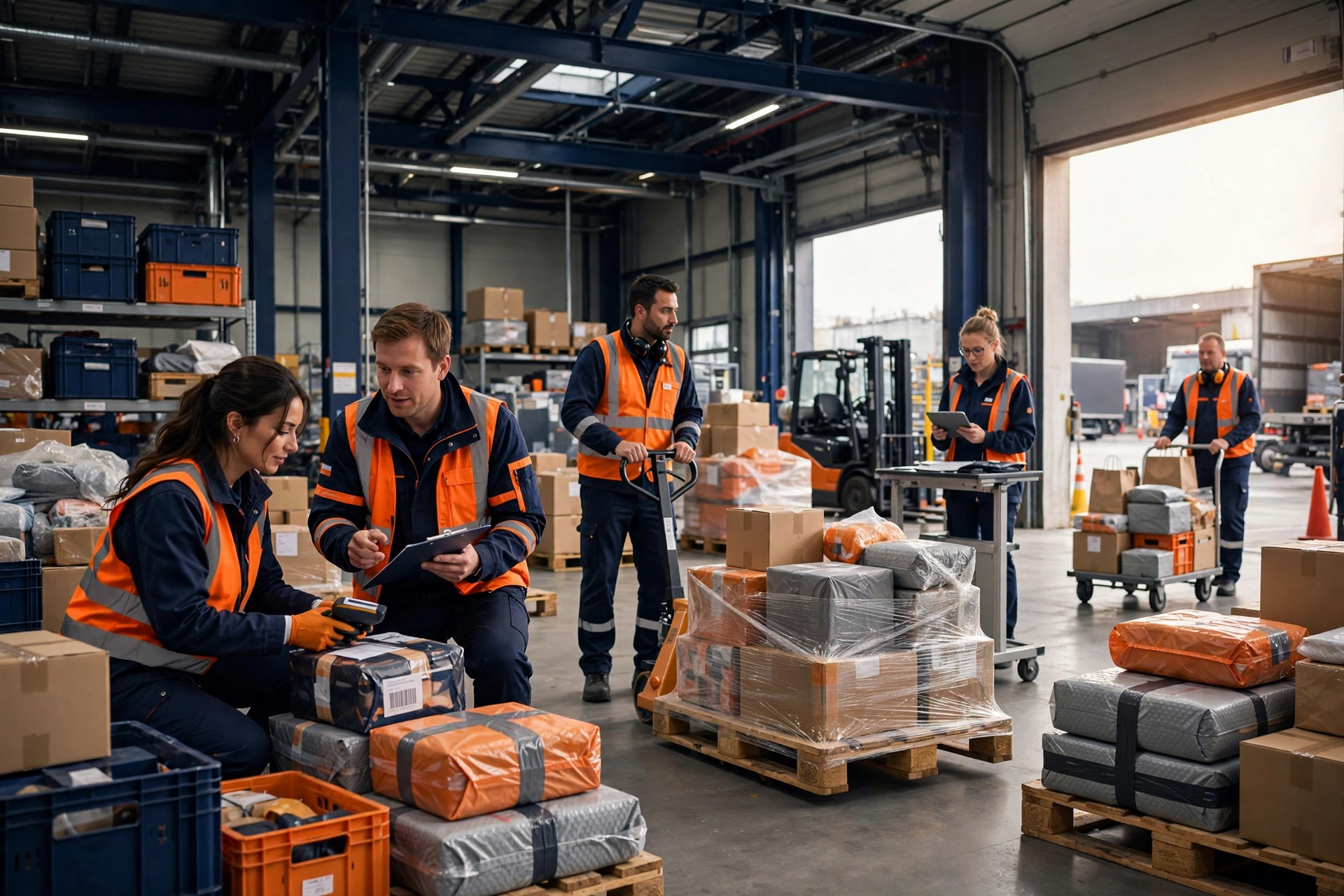 Fahrer im Transportfahrzeug während eines Arbeitstages.
