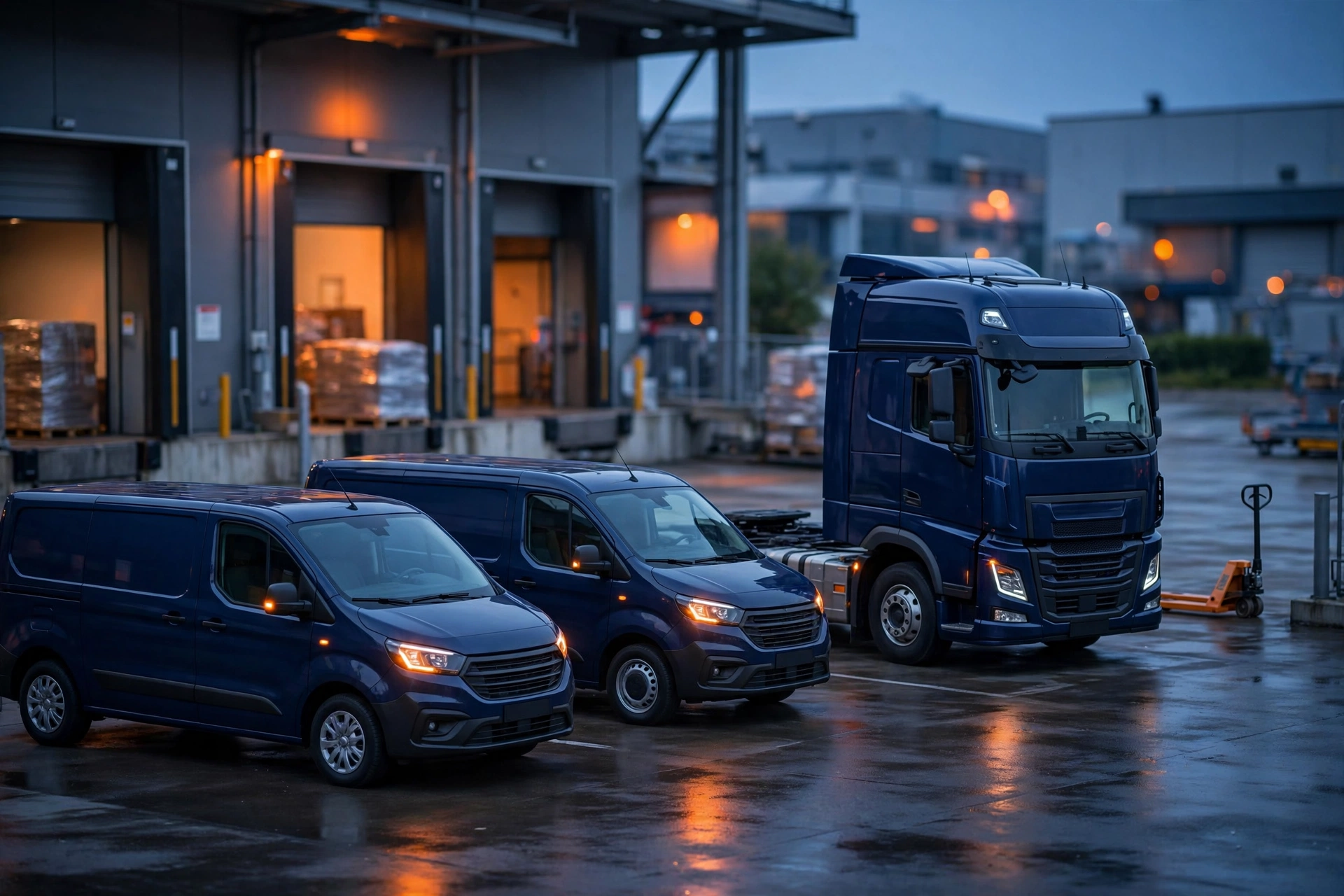 Logistikteam bei der Vorbereitung von Sendungen an einer Laderampe.